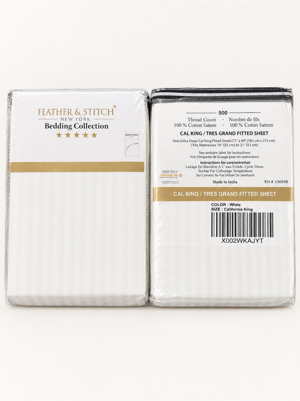 White California King Fitted Sheet - 500 TC Cotton Sateen